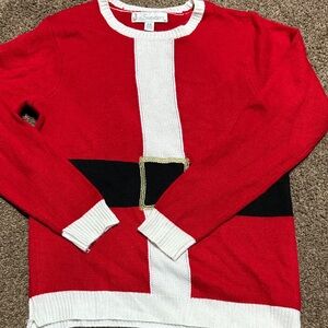 Jolly Sweaters Festive Red and White Santa Ugly Christmas Sweater Size Medium